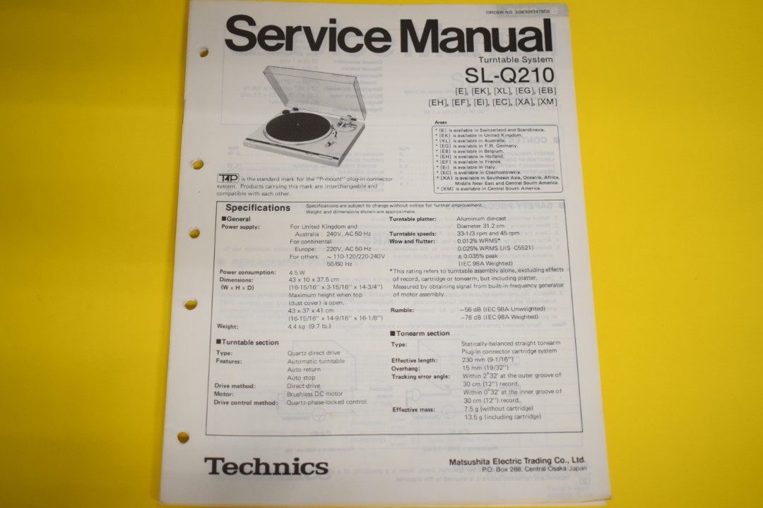 Technics SL-Q210 Turntable Service Manual  			